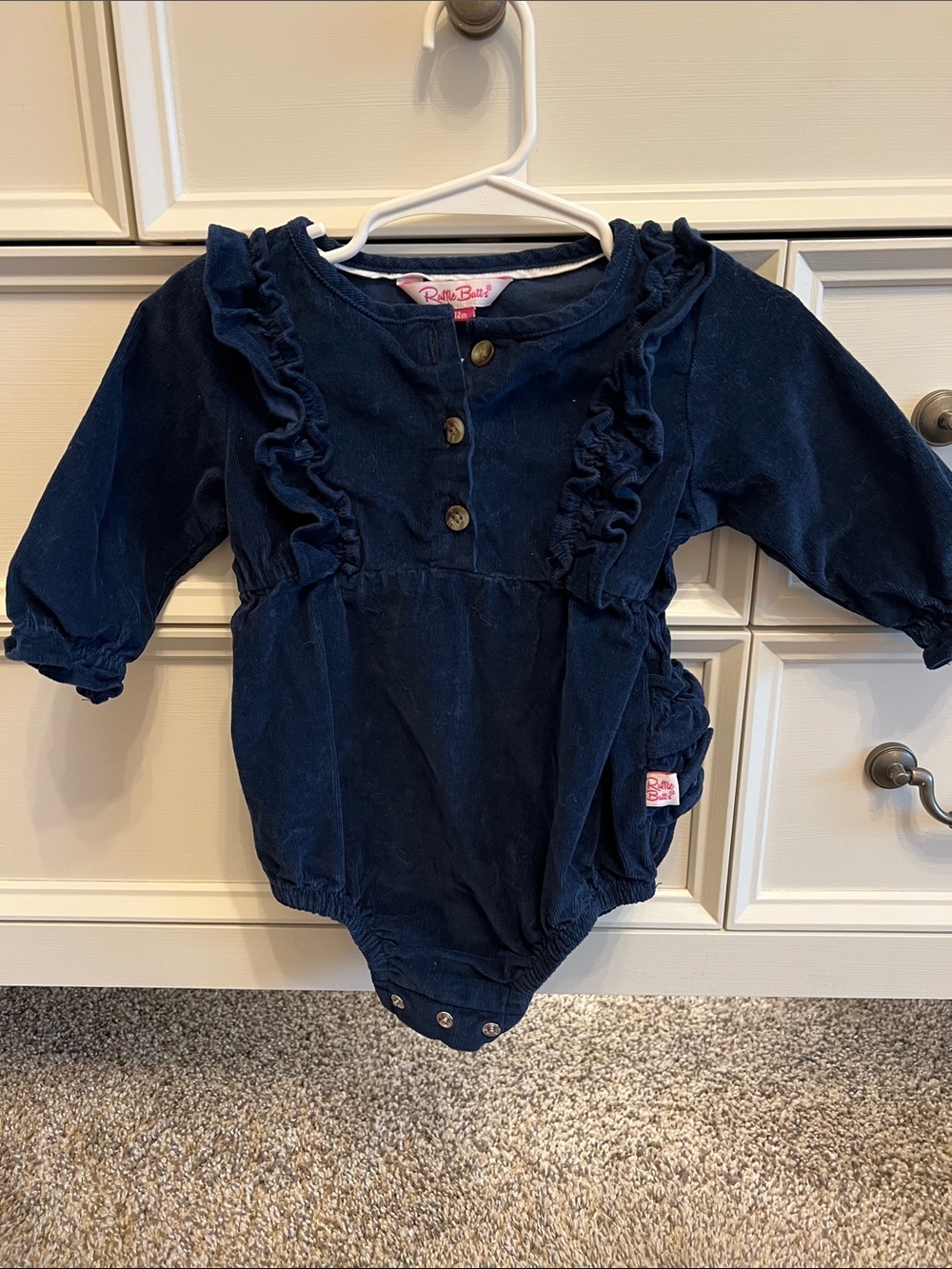 Ruffle Butts Navy Blue Ruffled One-Piece Bodysuit